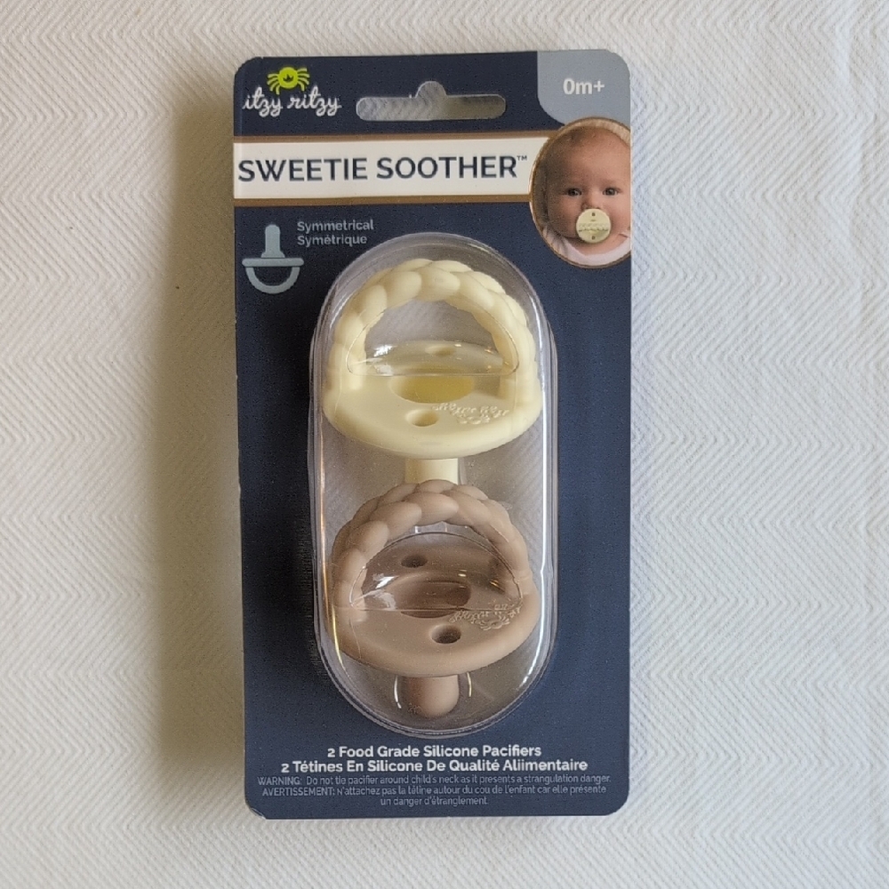 NEW itzy ritzy sweetie soother 2-pack silicone newborn pacifiers symmetrical